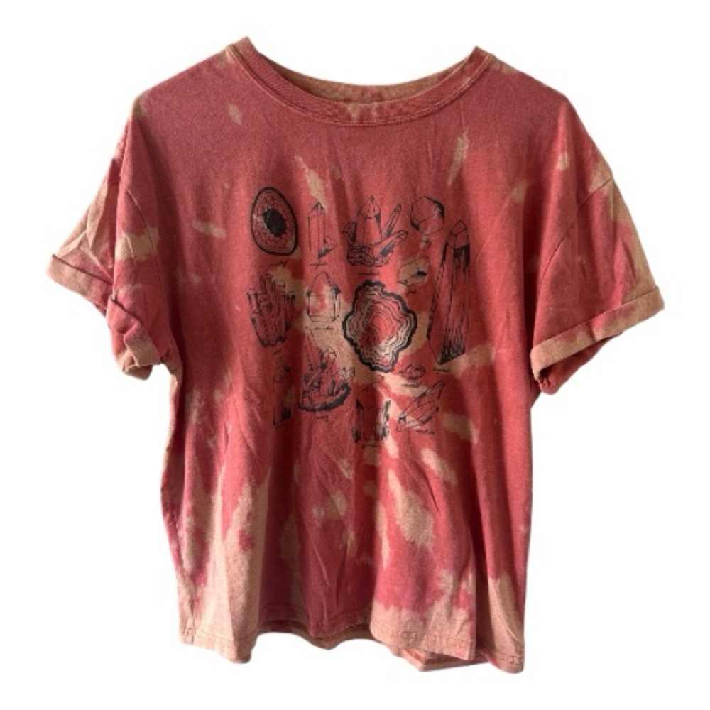 Fifth Sun Bleach Dyed Graphic Tee Size Large Coral Pink